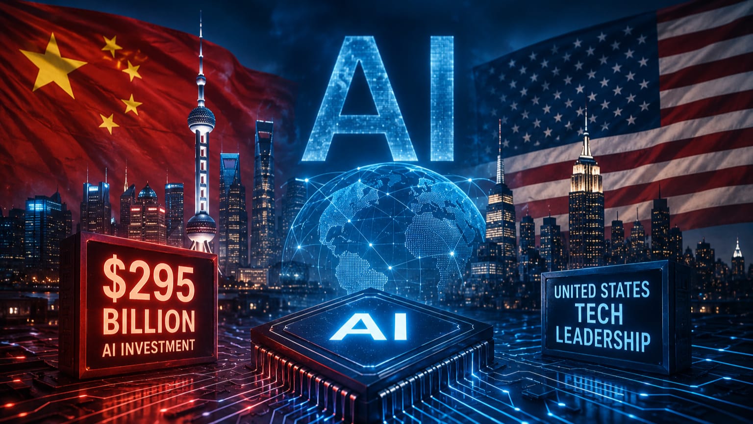 China and United States competing for global AI leadership with a $295 billion investment strategy